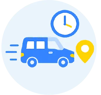 現場へ急行する車を表すイラスト