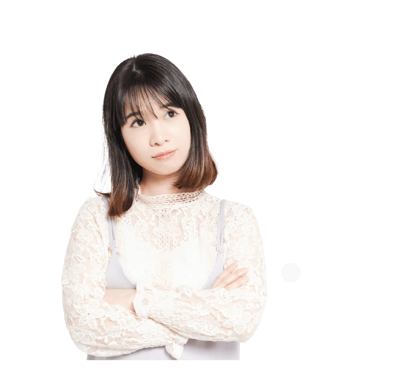 壁紙について悩んでいる女性